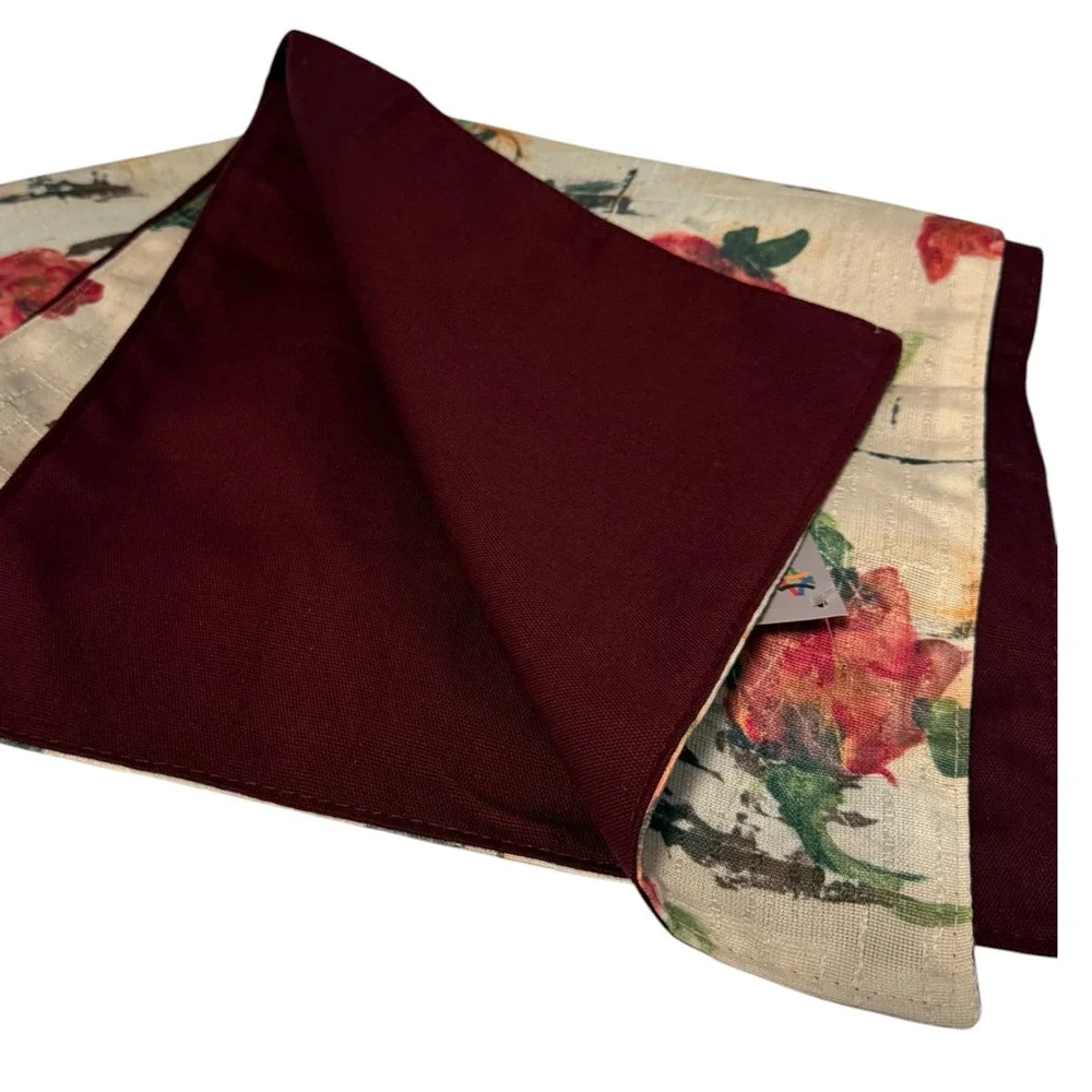 MCM Floral Fusion Table Runner Lined Melissa Lyons Red Rose White 72